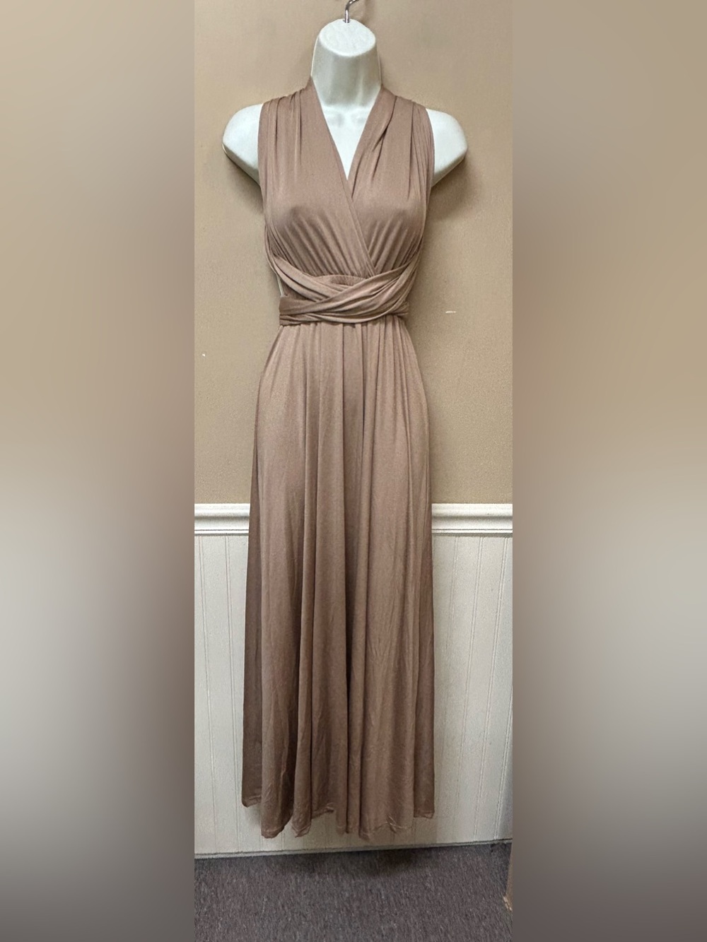Ibtom Castle Multi Way Convertible Evening Dress Khaki Size Small NWT